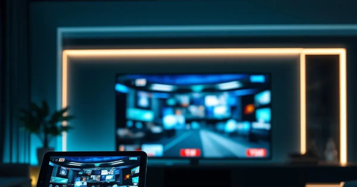 Mehrere Geräte wie Tablet, Smartphone und Fernseher zeigen gleichzeitig denselben Live-Stream